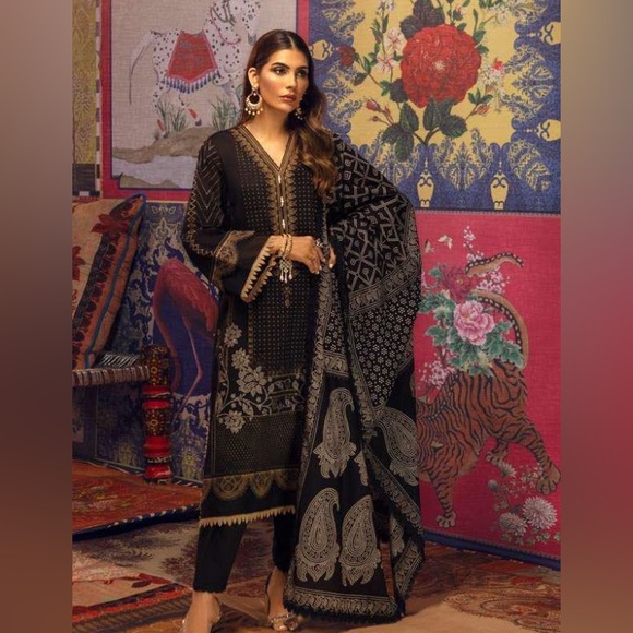 Sana Safinaz Other - Embroidered Black Gold Pakistani Salwar Kameez Set suit Punjabi